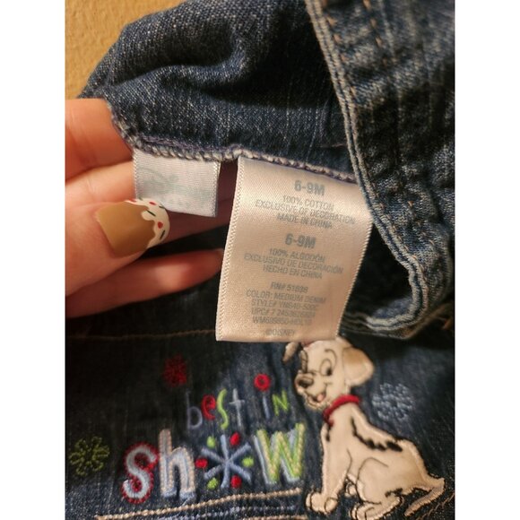 Vintage Disney 101 Dalmations Lucky Embroidered Denim Baby Overalls 6-9 Months - Picture 4 of 4
